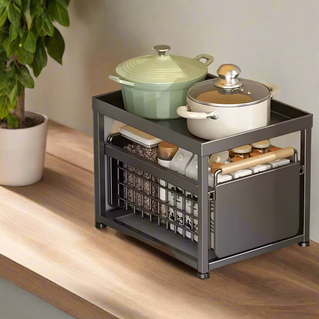 Royallure Utdragbar Köksskåp Förvaringsställ 1/2 Lager Utdragbar Organisator Carvallo