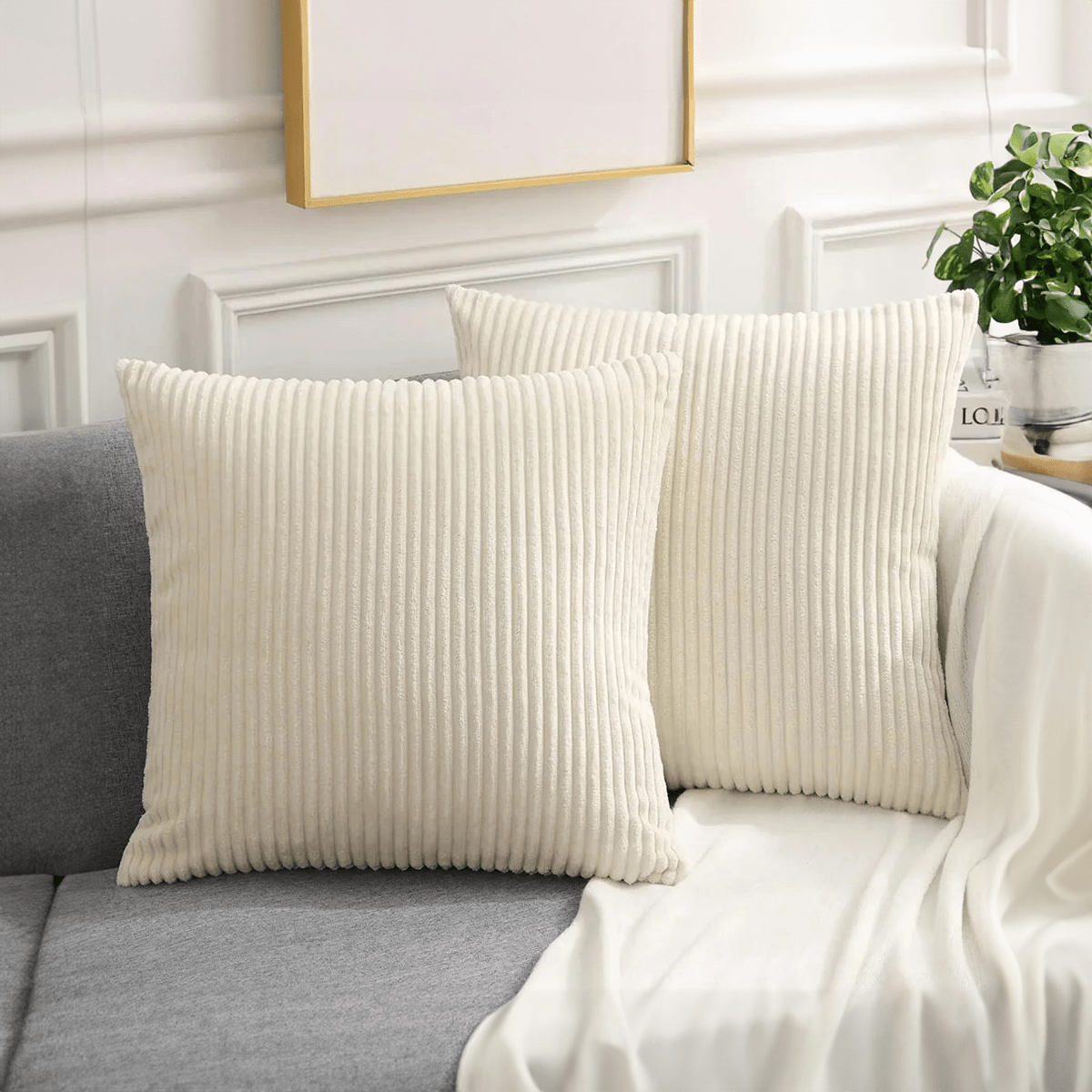 Fluffigt Corduroy Kuddfodral med Randigt Mönster Hemnix