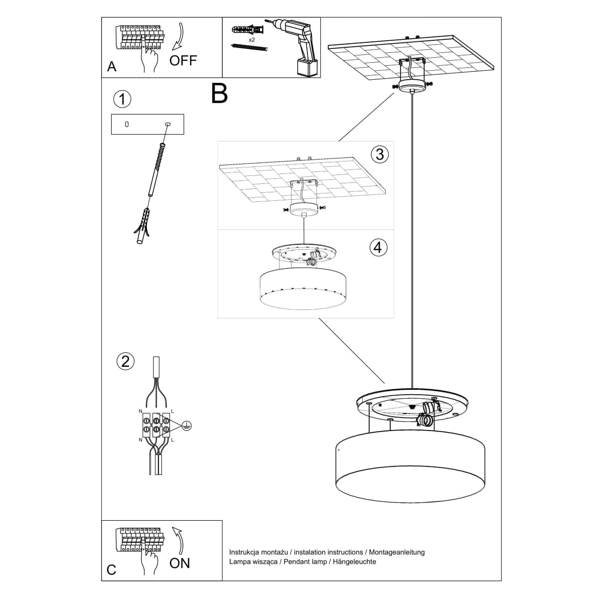 Arena Black Ceiling Lamp - Modern PVC Design - E27 LED - 35x35x11 cm Carvallo