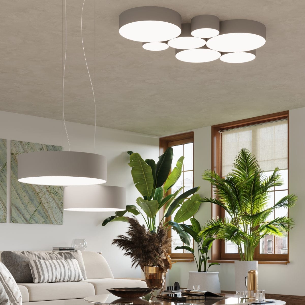 Arena Designer Taklampa - Grå - 3xE27 LED - Modern PVC Armatur Carvallo
