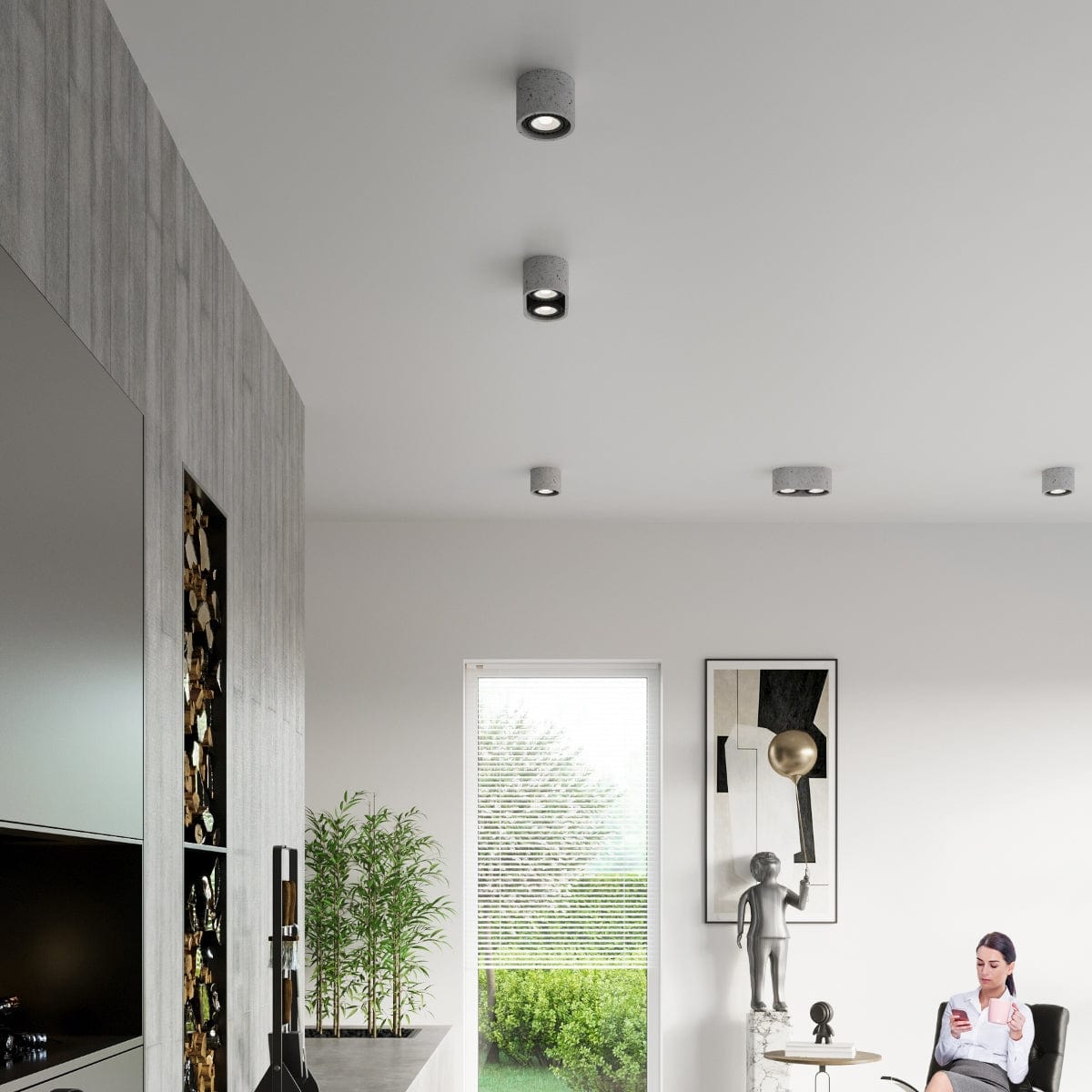 BASIC Grå Betong Taklampa - Cylindrisk Design - LED - Modern/Traditionell Användning Carvallo