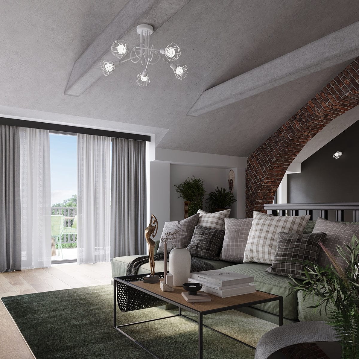 Taklampa Artemis 3 Vit - Modern Loft-Stil - Justerbar Ljusvinkel - Utbytbara Glödlampor - Hållbar Pulverlackerad Stål - Mångsidig 3-Punkts Belysning Carvallo