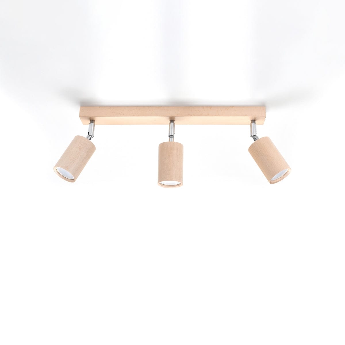 Taklampa Berg 3 Naturligt Trä - Trälampa - Tre Rörliga Lampskärmar - Stilig och Funktionell Design - Kompatibel med GU10 Glödlampor Carvallo