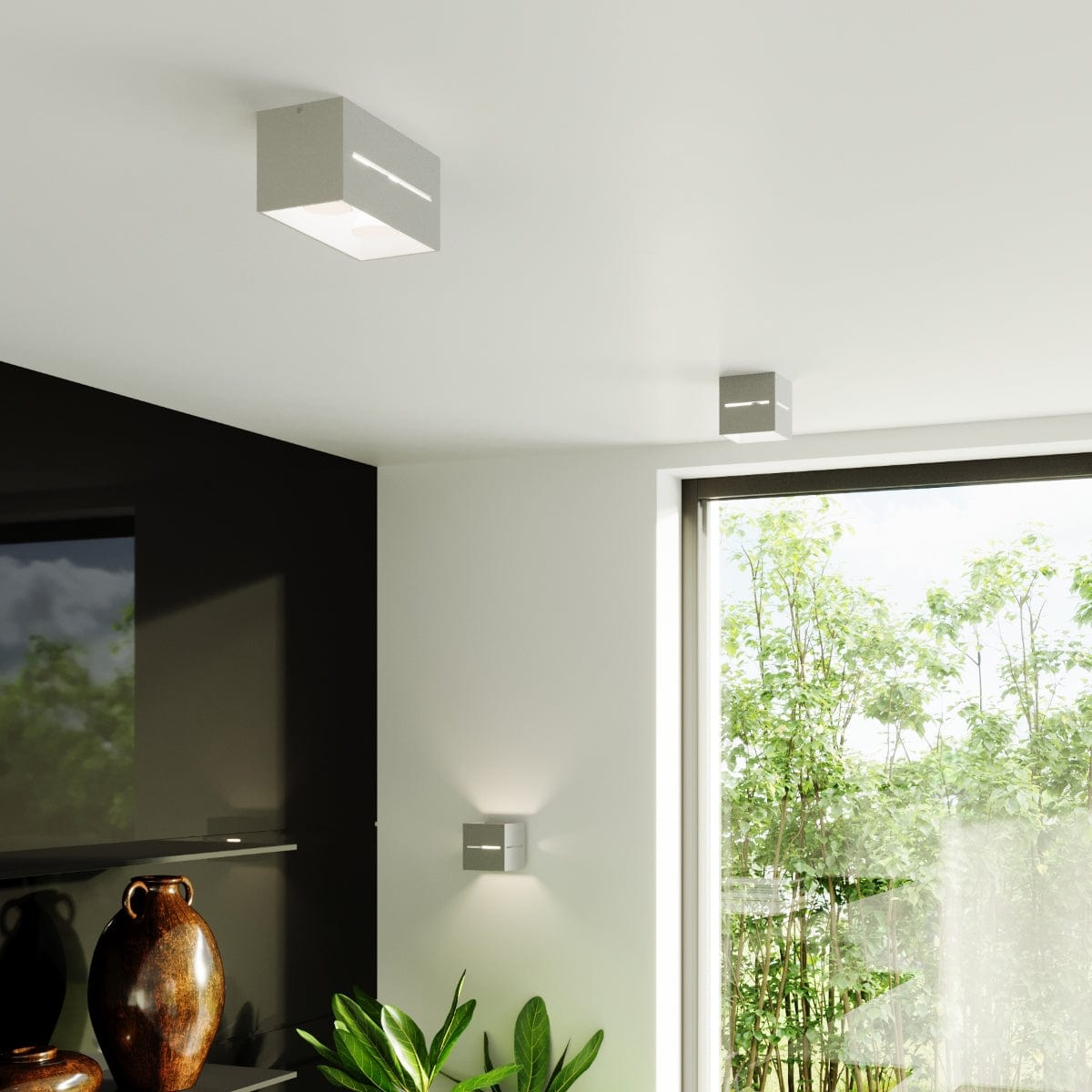 Taklamp Lobo 2 Grå - Modern Grå Taklampa med Perforering - Aluminiummaterial - Utbytbara G9 Glödlampor - Futuristisk Design Carvallo