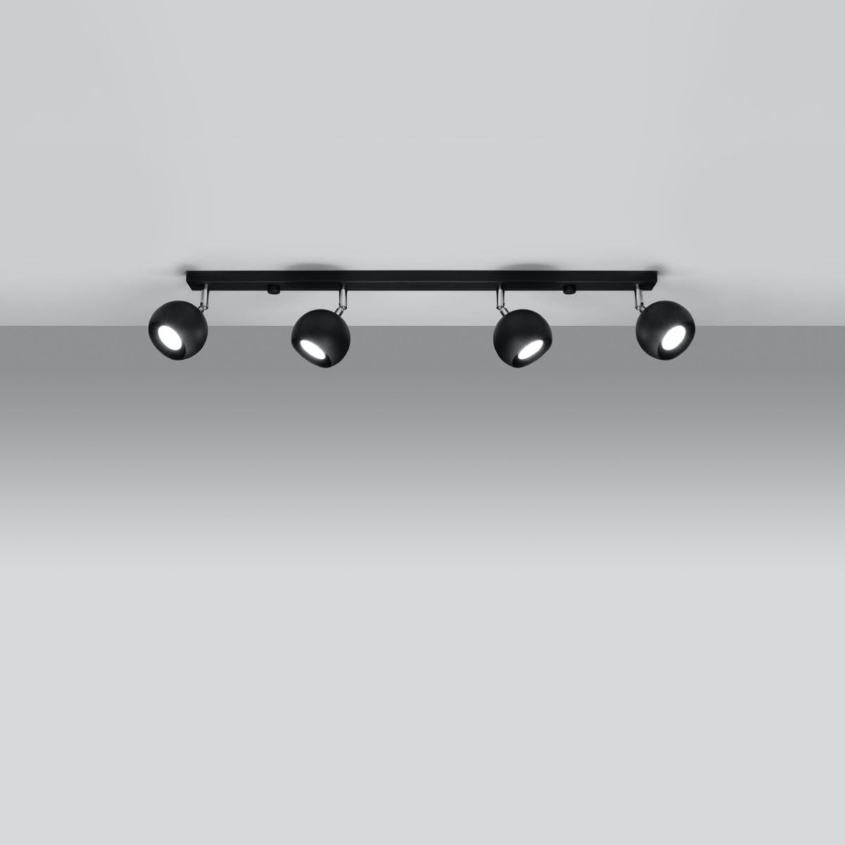 Taklampa Oculare 4 L Svart - Modern Spot Takljus - 4 Justerbara Skärmar - Sfärisk Design - Hållbar Stål - GU10 Lampa Kompatibel Carvallo