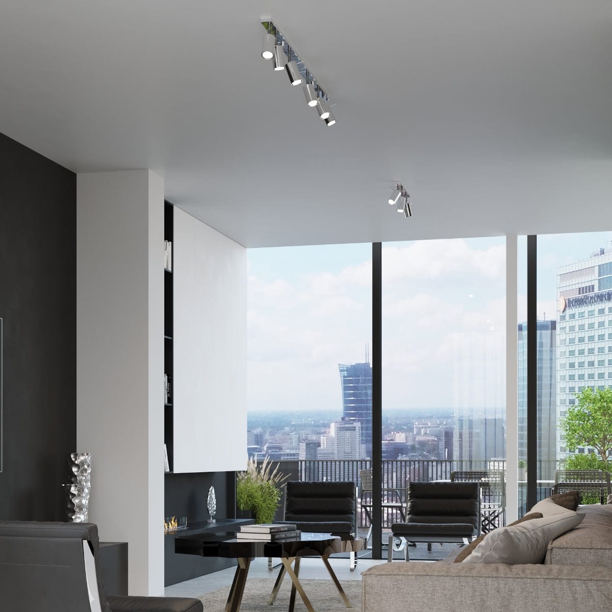 Taklampa Ring 4 Krom - 4-Skärm Takljusarmatur - Justerbara Armar - Lätt Installation - Hållbart Stål - Utbytbart GU10 Ljus Carvallo