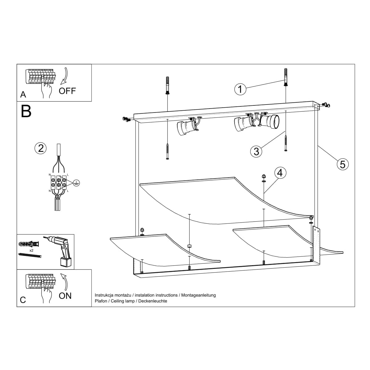 Celia - Taklampa - Vit Glas - Elegant Design - Tidlös Stil - E27 Lampa Kompatibel - Enkel Ytmontering Installation Carvallo