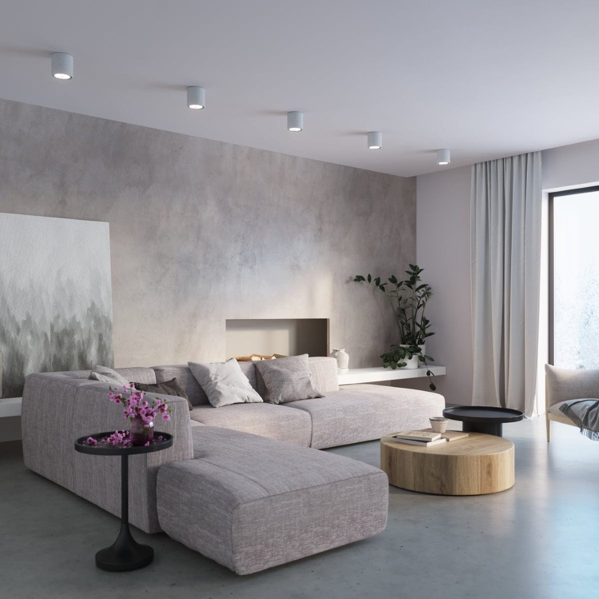 CULLO Betongtaklampa - Minimalistisk Industriell Design - Hållbar Grå Betong - GU10 Lampa Kompatibel - Lätt att Rengöra - Universell Montering Carvallo