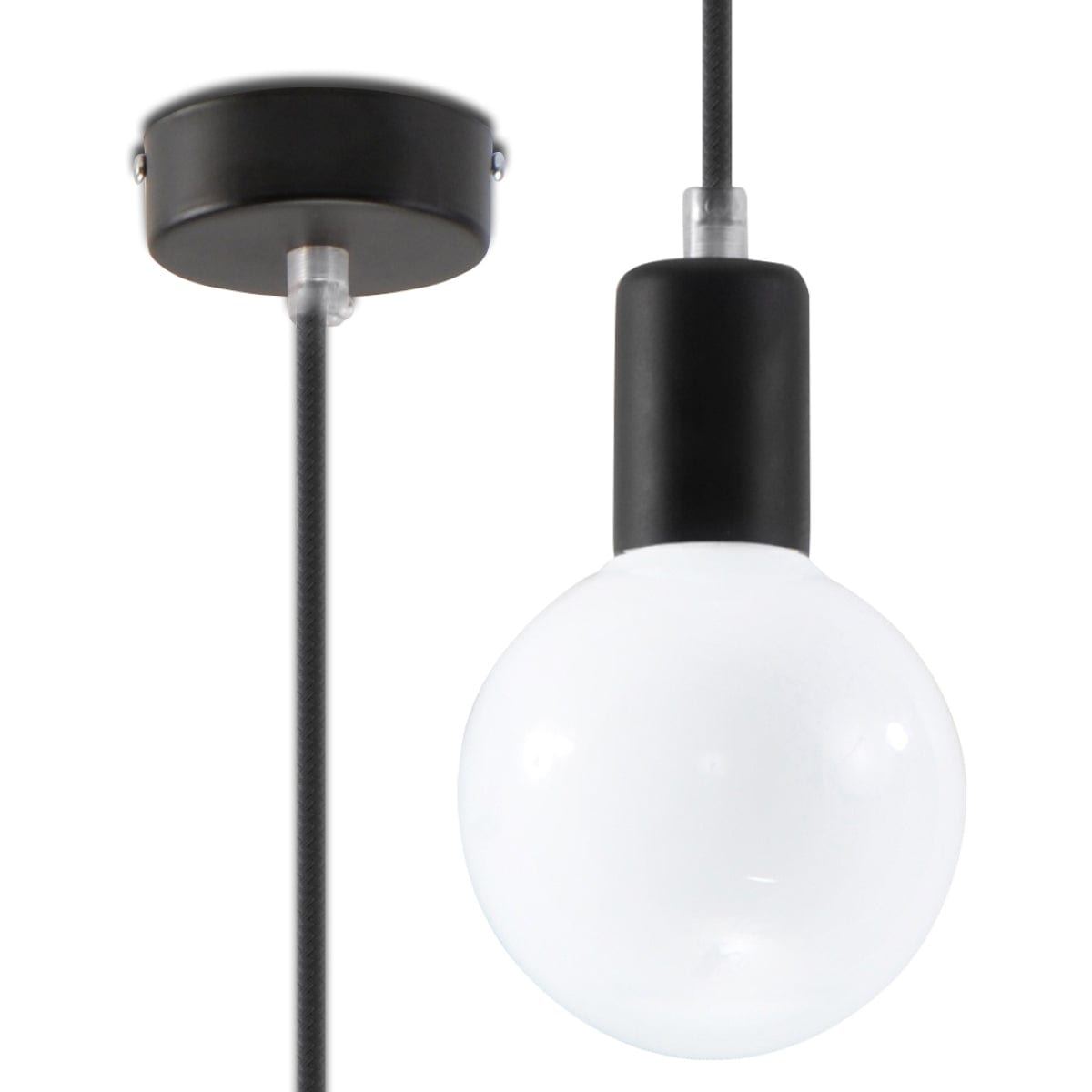 Edison Pendelampa - Svart Tyg & Stål - E27 Max 15W - Minimalistisk Design Carvallo