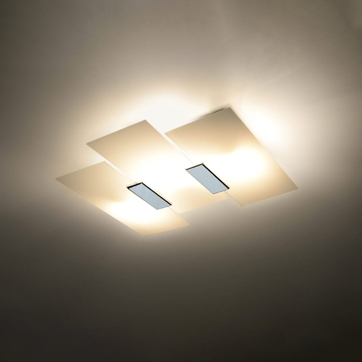 Fabiano Taklampa - Modern Krom & Vit - Stål & Glas - E27 Max 15W LED - Geometrisk Design Carvallo