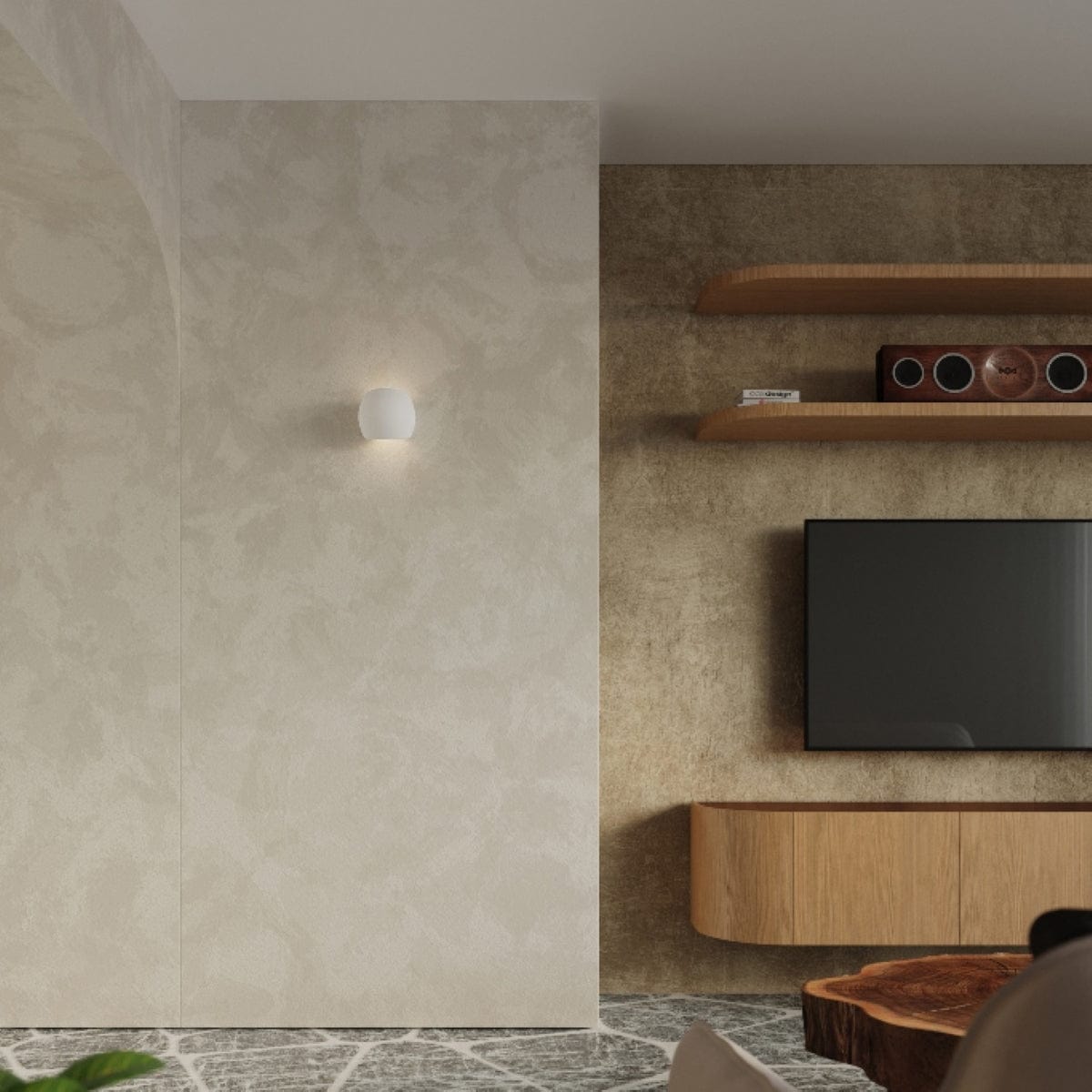 Globe Keramisk Vägglampa - Modern Cirkel Design - Mjuk Belysning - Vit Carvallo