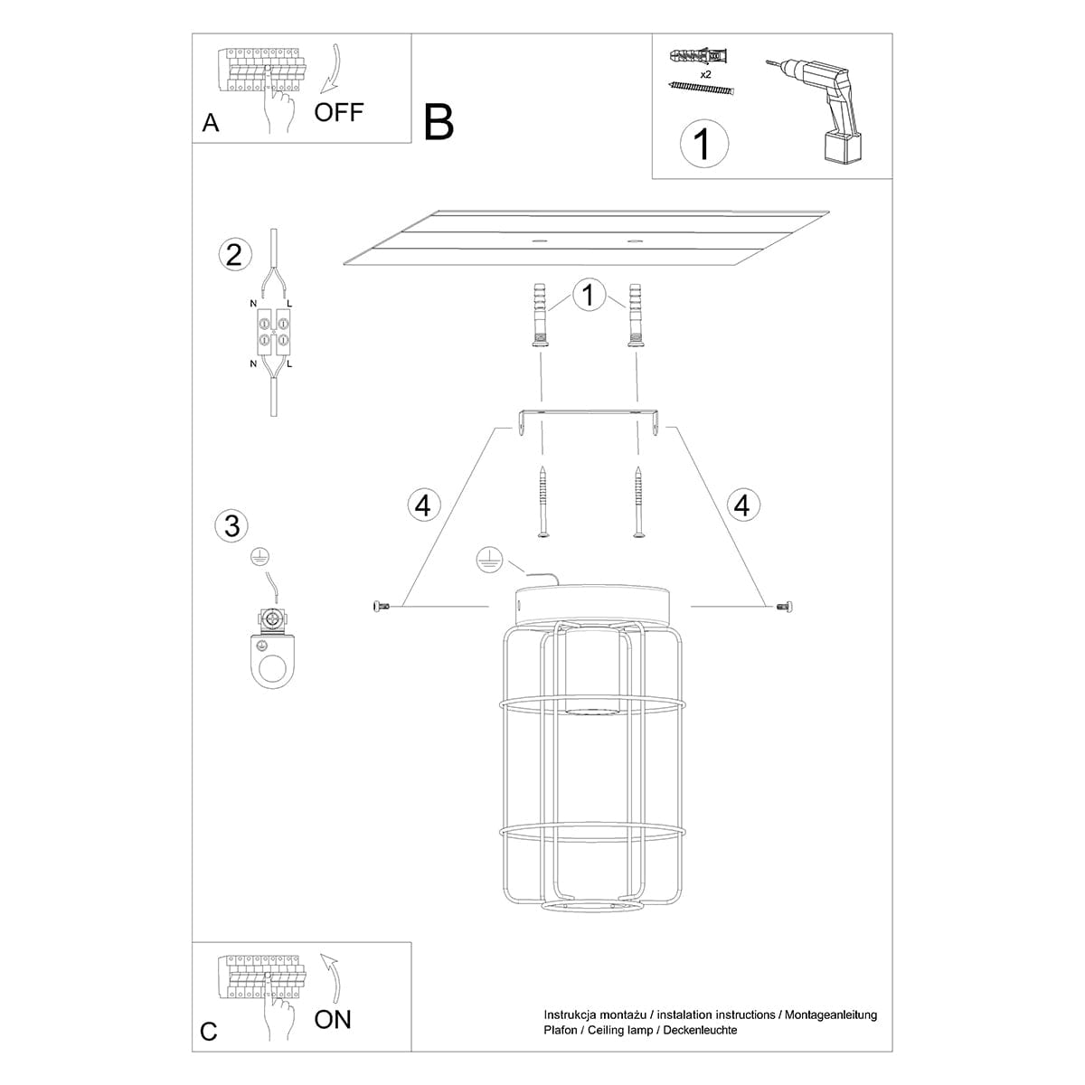 Gotto Taklampa - Modern Loft Design - Svart Stål och Naturligt Trä - Varm Lugnande Ljus - Hållbar Konstruktion - Perfekt för Klassiska och Moderna Interiörer Carvallo