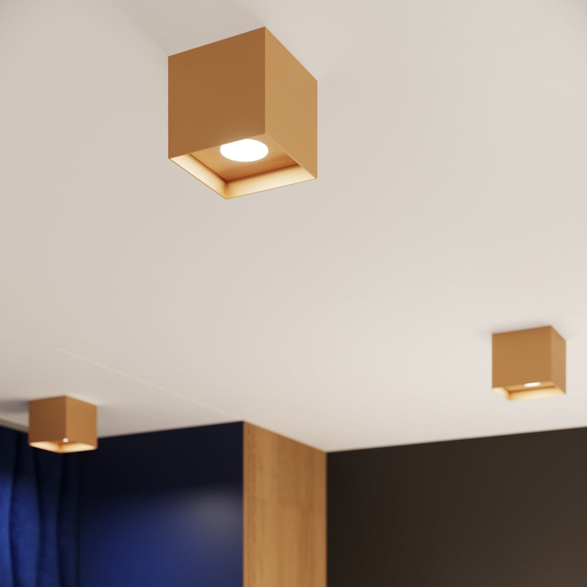 Hati Taklampa - Guld - Industriell Loftstil - Lätt Gipscement - Minimalistisk Design - Enkel Bytning av Glödlampa - Kompakt och Mångsidig Carvallo