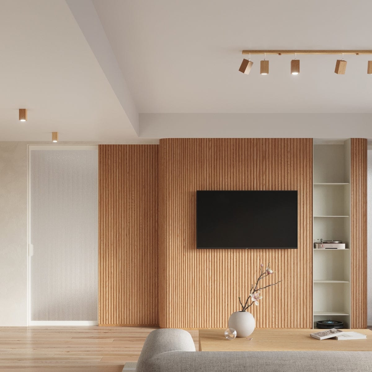 KEKE 10 Ek Taklampa - Minimalistisk Trädesign - Hållbar Loft Stil Belysning - Justerbar Lampfärg och Effekt Carvallo
