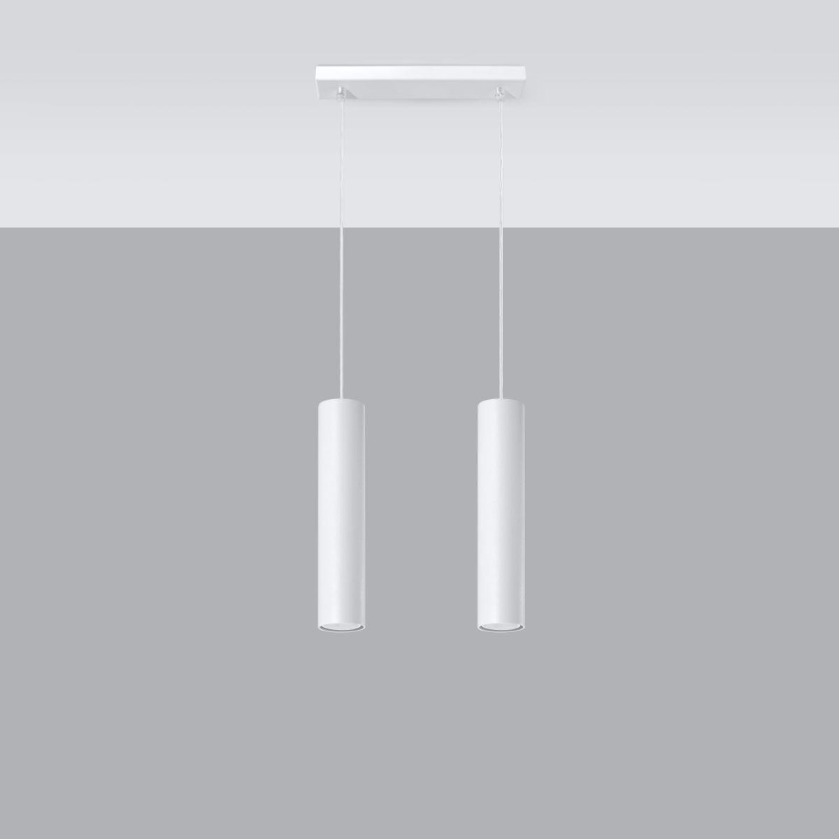 LAGOS - Pendelamp 2 Vit - Minimalistisk Hängande Ljusstake - Justerbar Sladd - Hållbar Stålskärm Carvallo