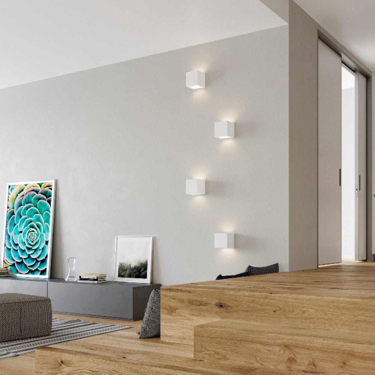 Leo Keramisk Vägglampa - Vit - Geometrisk Design - E27 - LED Kompatibel Carvallo