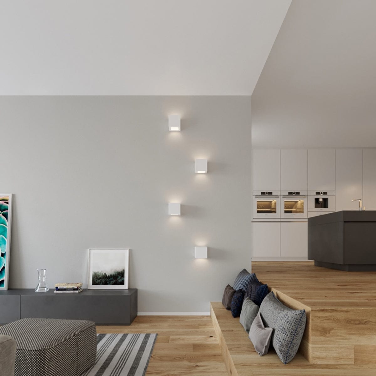 Leo Keramisk Vägglampa - Vit - Geometrisk Design - E27 - LED Kompatibel Carvallo