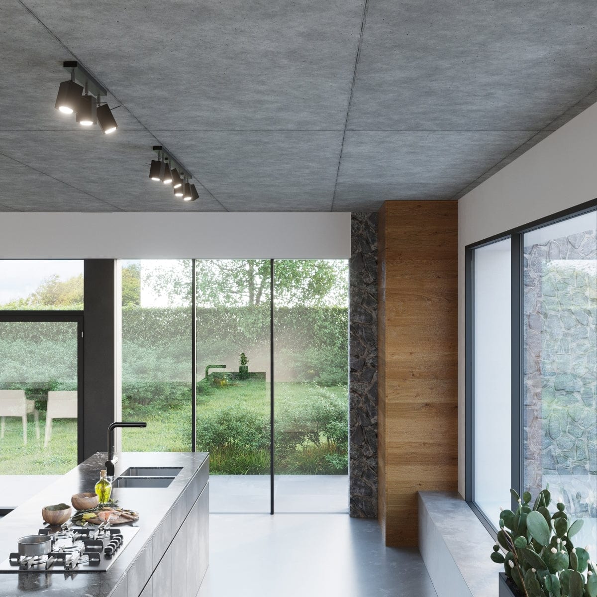 Merida Industrial Black Double Spotlight - Justerbar Stål Vägg- & Taklampa - 30x6x16 cm Carvallo