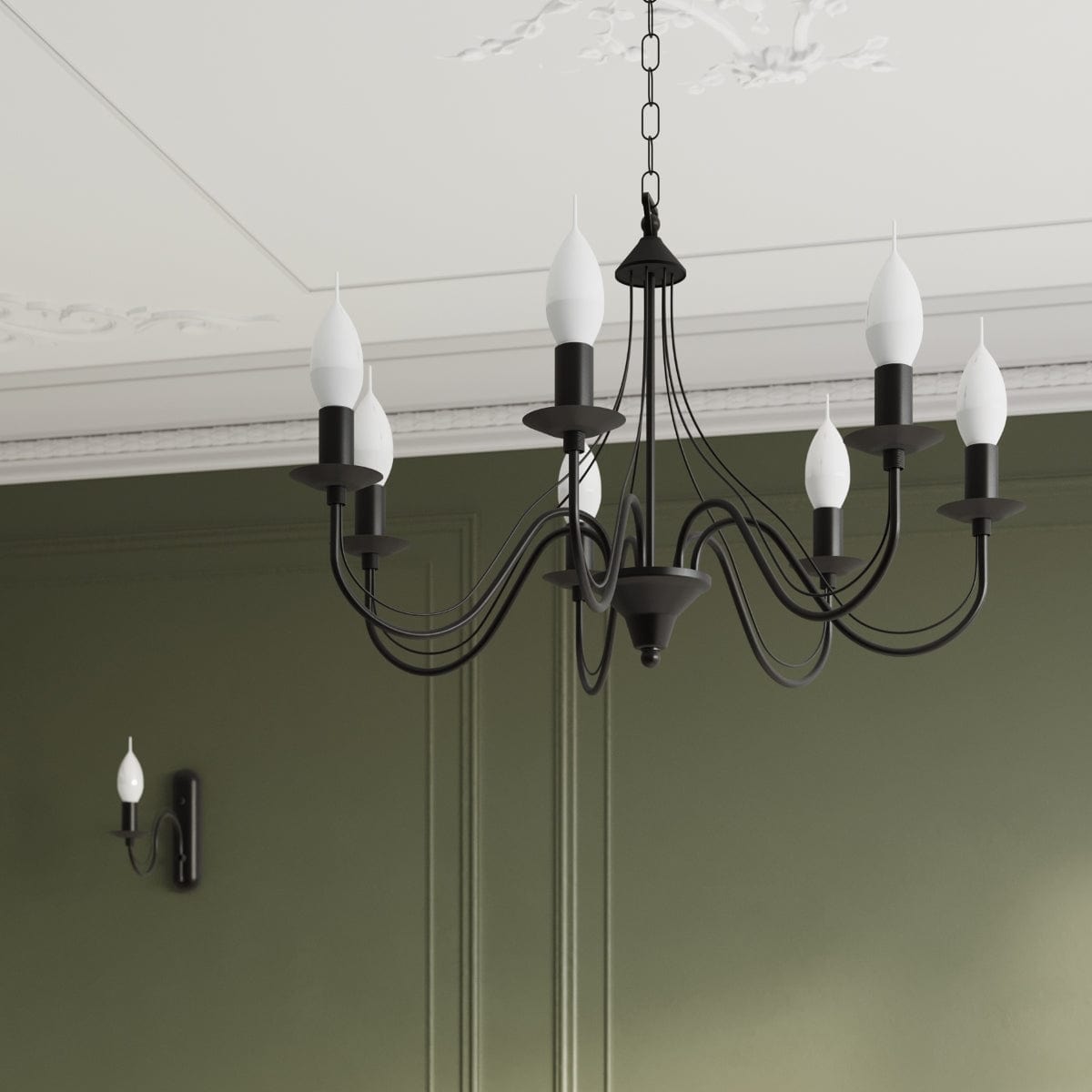 Minerwa Chandelier - 3-armad kandelaber design - E14 - Svart stålfinish - Klassisk elegans Carvallo