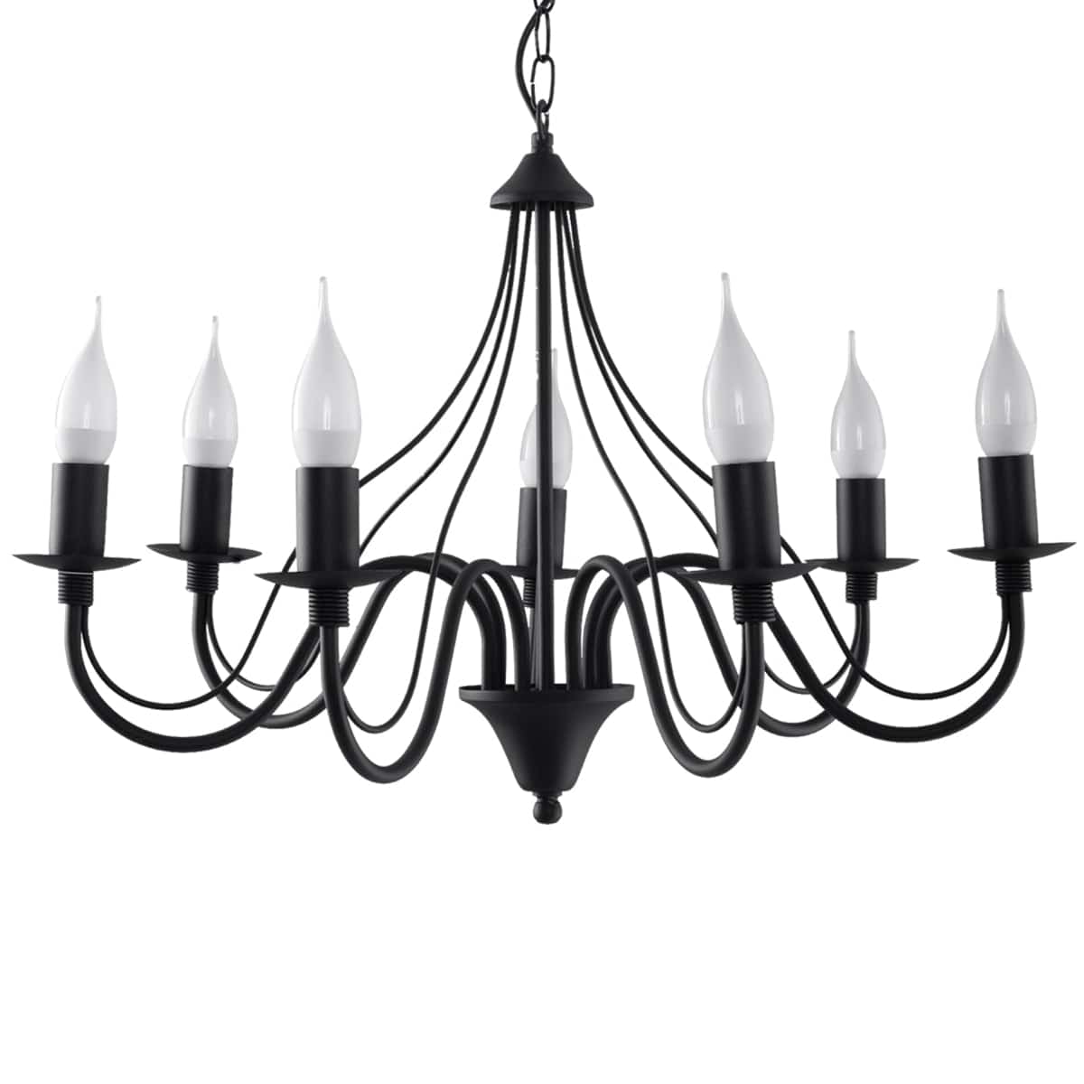 Minerwa Chandelier - 7-armad svart kandelaber - E14 - Stål - Tidlös elegans Carvallo