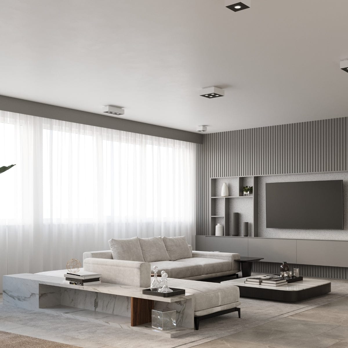 Mono Taklampa - GU10 Dubbel Ljuskälla, Stål Design, Vit/Svart, 24x14x11 cm Carvallo