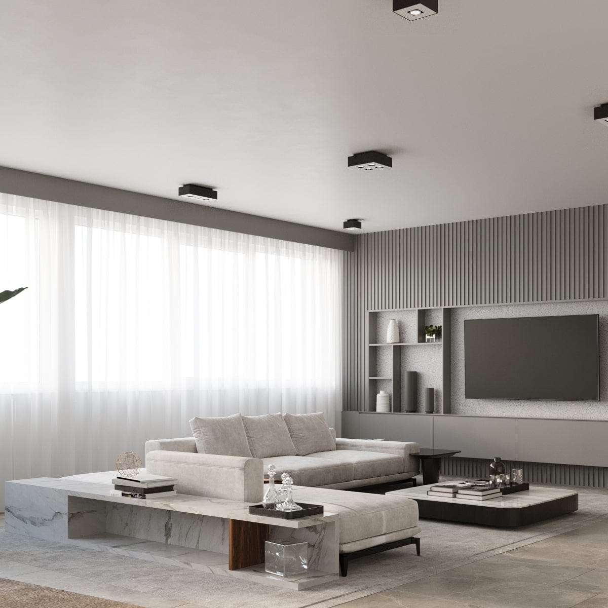 Mono Double Taklampa - GU10 - Stål - Vit/ Svart - 24x14x11 cm Carvallo