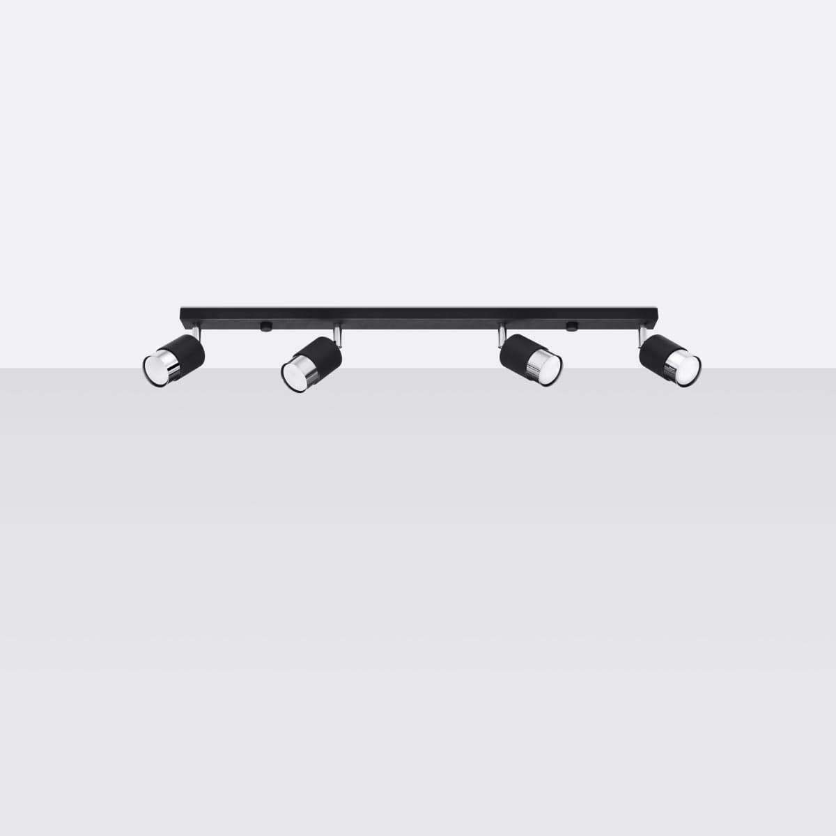 NERO Taklampa 4 Svart/Krom - Modern Loftdesign - Justerbara Armar - Kompatibel med GU10 Glödlampor - Högkvalitativt Stål - Stilren och Funktionell Carvallo