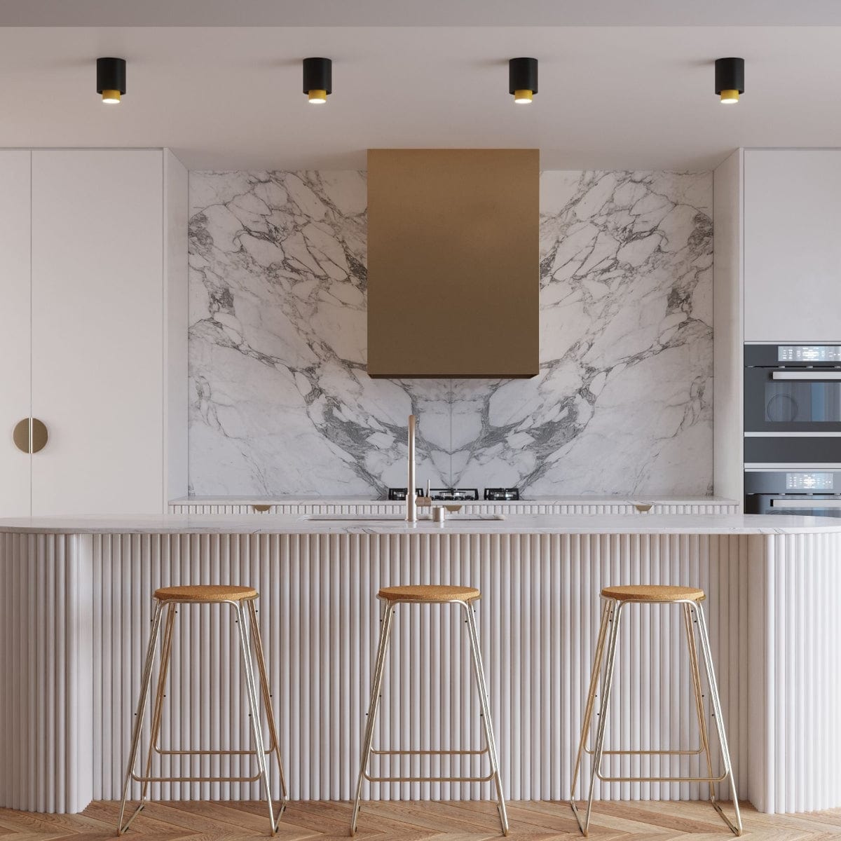 NESI Taklampa Svart - Svart och Guld Design - Utbytbara GU10 Ljuskällor - Enkel Installation - Snabb Rengöring - Modern och Klassisk Stil Carvallo