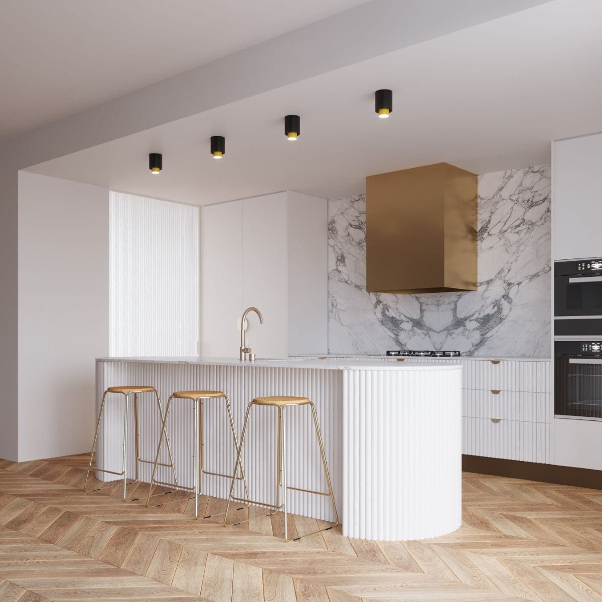 NESI Taklampa Svart - Svart och Guld Design - Utbytbara GU10 Ljuskällor - Enkel Installation - Snabb Rengöring - Modern och Klassisk Stil Carvallo