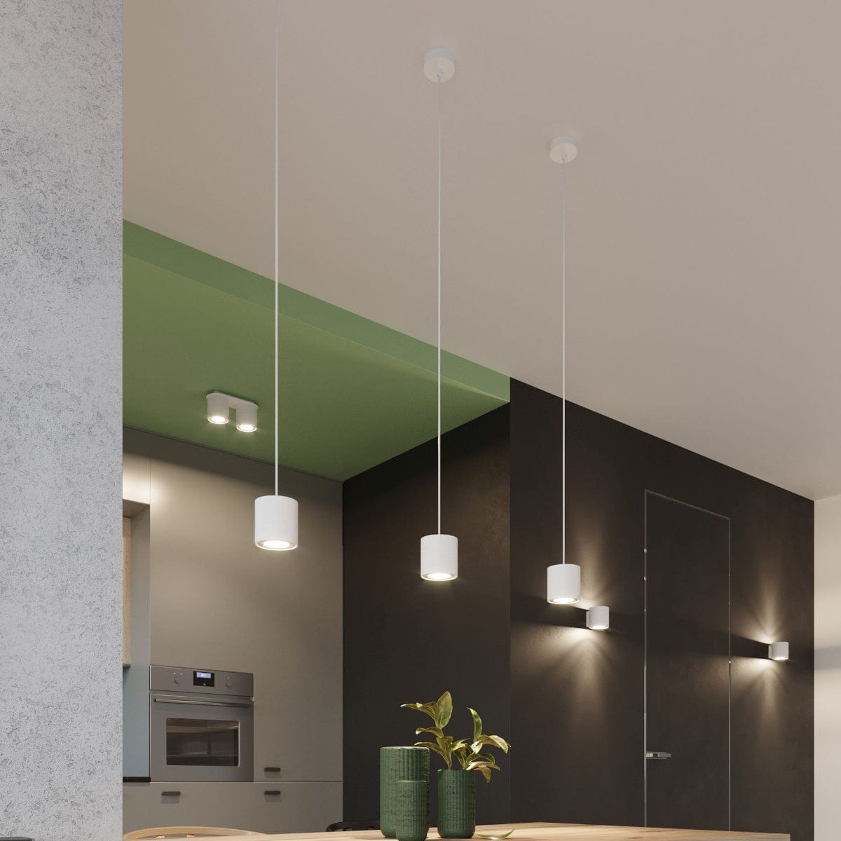 Orbis Vit Tak/ Vägglampa - Cylindrisk Skärm - Minimalistisk Design - Aluminium Carvallo