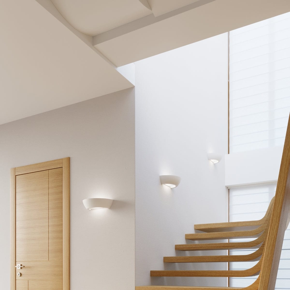 Oskar Vägglampa - Vit Keramik & Glas - E27 Max 15W - Modern Minimalistisk Design Carvallo