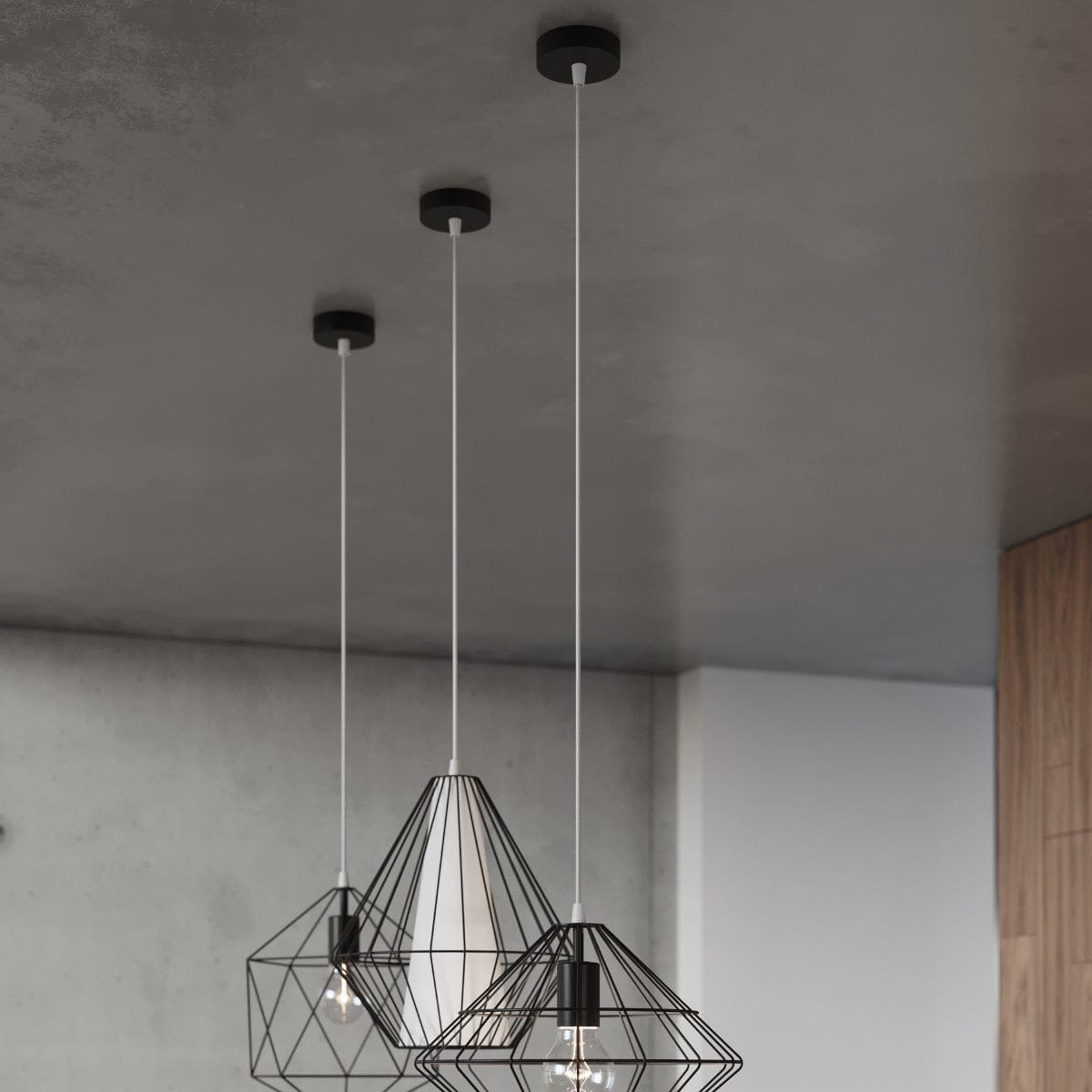 Pendellampa Demi Black - Geometrisk designerpendel - Justerbar höjd - Minimalistisk modern stil - Utbytbart E27-ljuskälla - Funktionell och elegant Carvallo