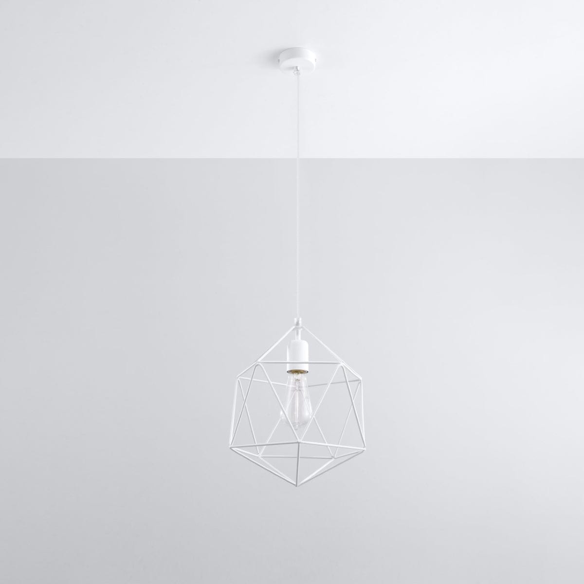 Pendantlampa Gaspare Vit - Designer Geometrisk Pendantlampa - Justerbar Upphängningshöjd - Universell Design - Utbytbart E27 Lampa Carvallo