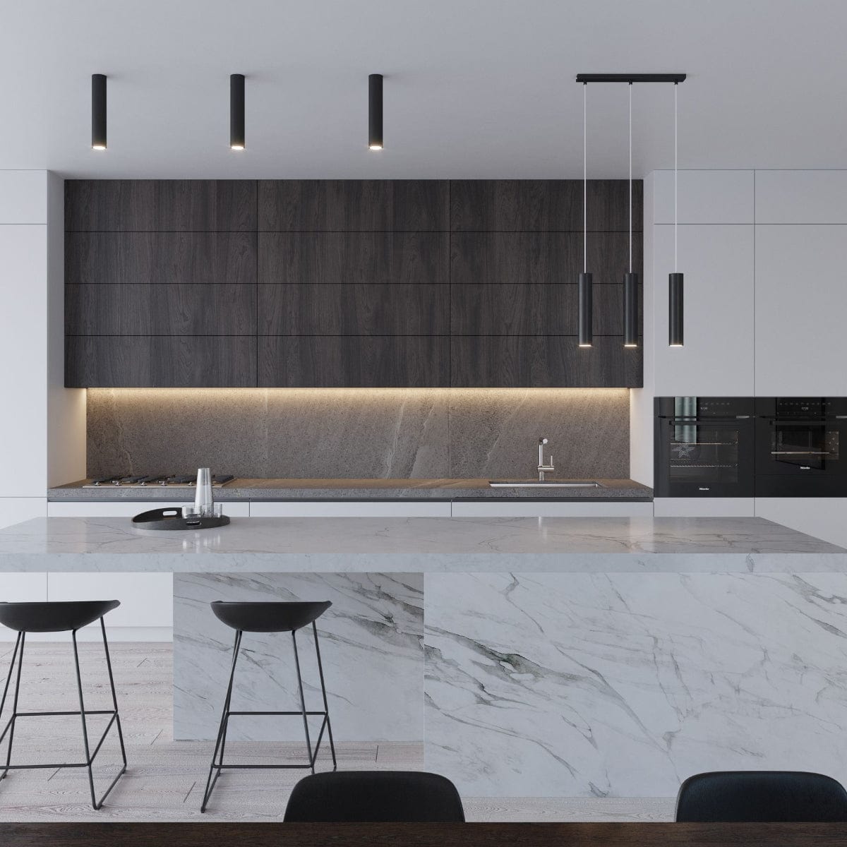 Pendellampa Lagos 1 Svart - Minimalistisk Metallhängande Lampa - Justerbar Höjd - GU10 Lampa Kompatibel - Hållbar Pulverlackerad Stålskärm Carvallo