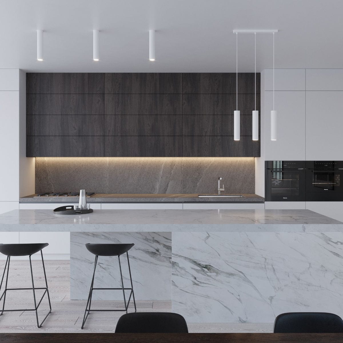 Pendellampa Lagos 1 Vit - Minimalistisk Hängande Lampa - Justerbar Höjd - GU10 Lampa Kompatibel - Hållbar Pulverlackerad Stålskärm Carvallo