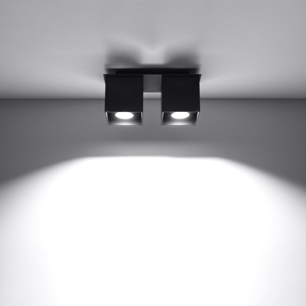 Quad Black Wall Lamp - Dual GU10 Lights - Modern Aluminum Design - 26x11x12 cm Carvallo