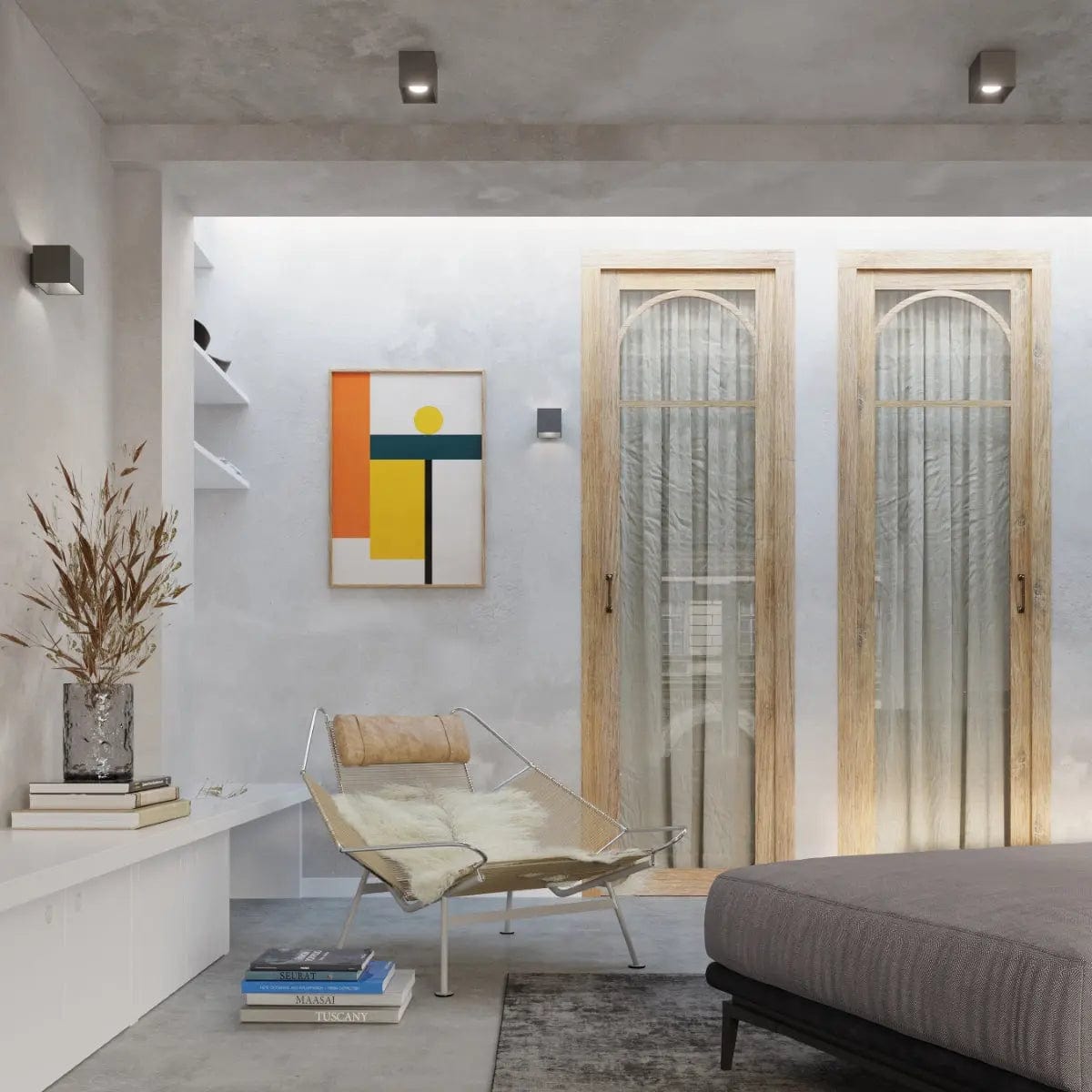 QUAD Taklampa 1 Antracit - Minimalistisk Design - Lätt att Rengöra - Snabb Installation - Hög Hållbarhet - Utbytbara GU10 Ligor - Flera Färg- och Texturalternativ Carvallo