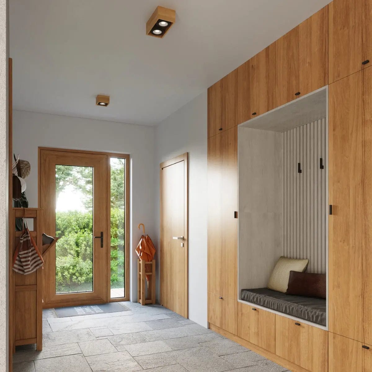 QUATRO 1 Naturlig Trä Taklampa - Minimalistisk Design - Träkonstruktion - Lätt att Rengöra - Utbytbara GU10 Ljuskällor - Lämplig för Olika Interiörer Carvallo