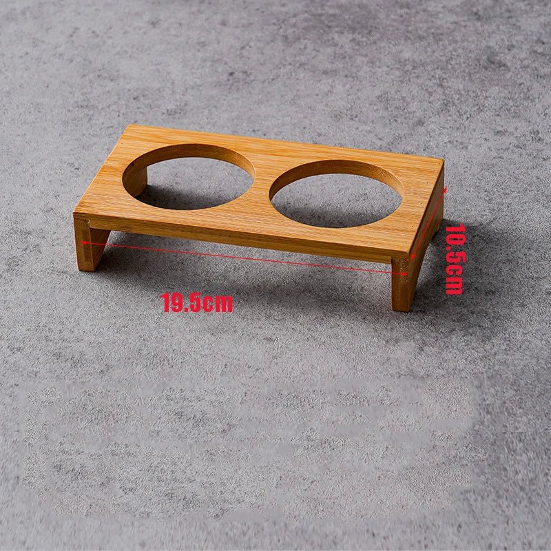 Set i rostfritt stål dip-skålar på serveringbricka i bambu Carvallo