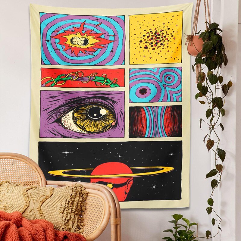 Stjärnig Himmel Psykedelisk Tapestry Vägghängning 100% Polyester Carvallo