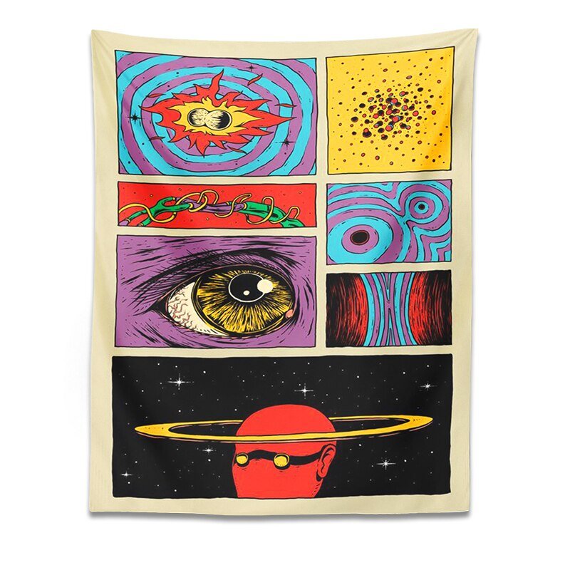 Stjärnig Himmel Psykedelisk Tapestry Vägghängning 100% Polyester Carvallo