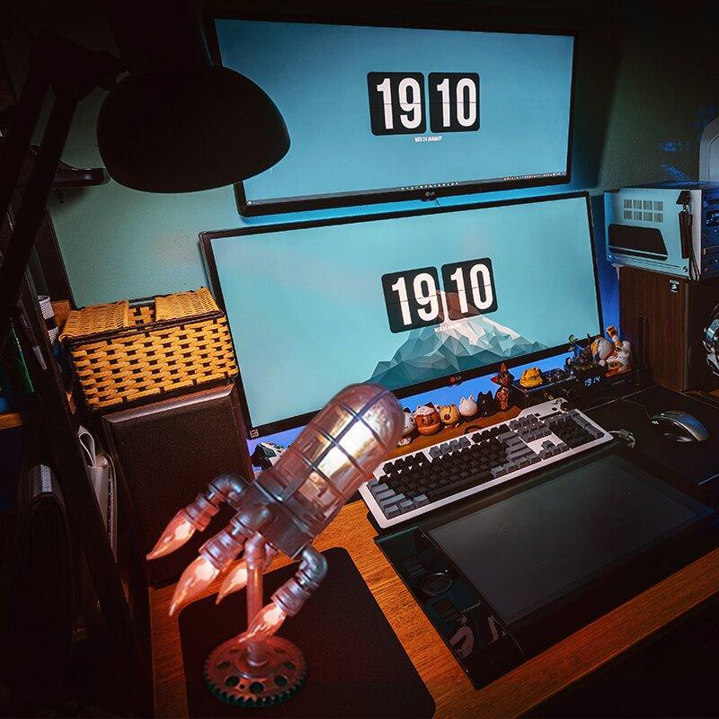 RocketGlow - Handgjord Steampunk raketlampa med antik Edison glödlampa Carvallo