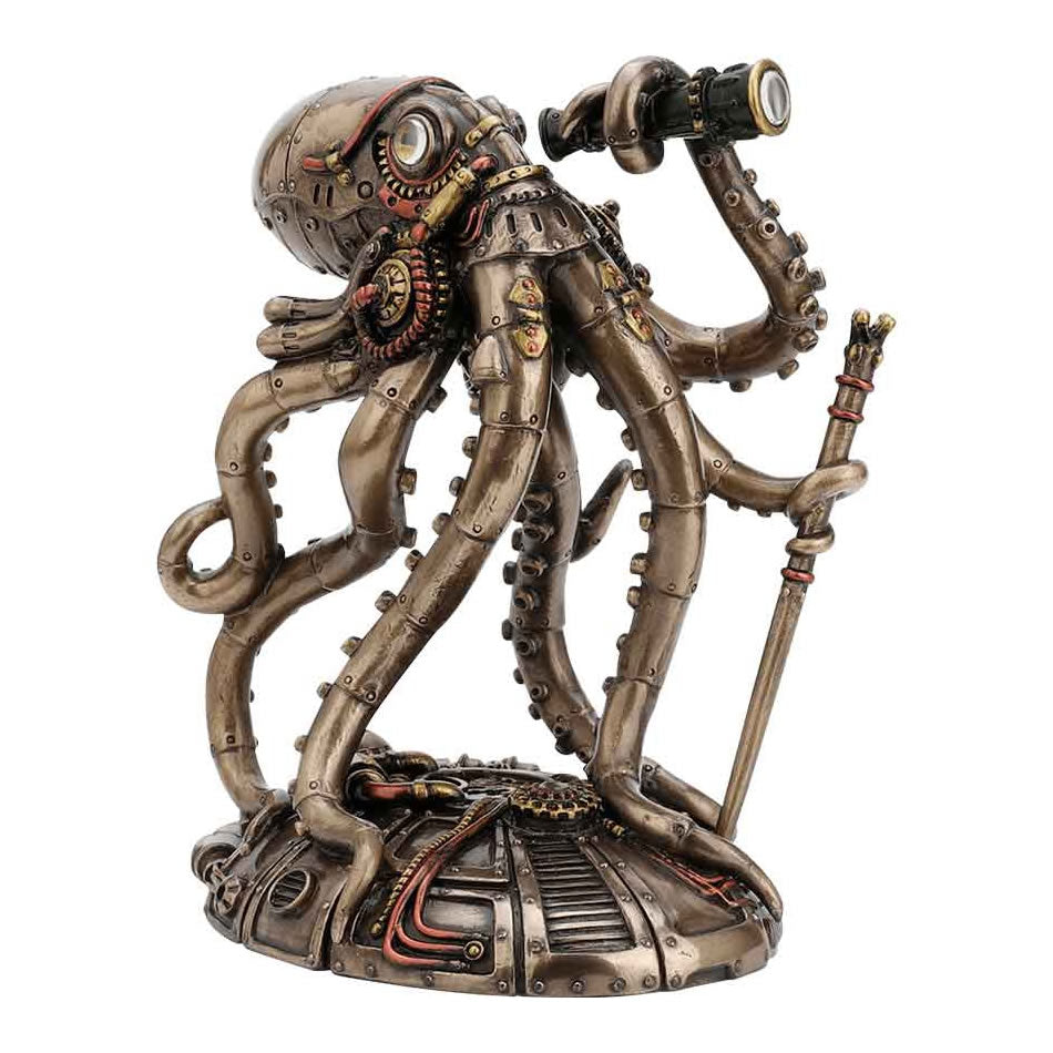 Kraken - Retro-futuristisk steampunk bläckfiskutforskare Staty MILA Sverige
