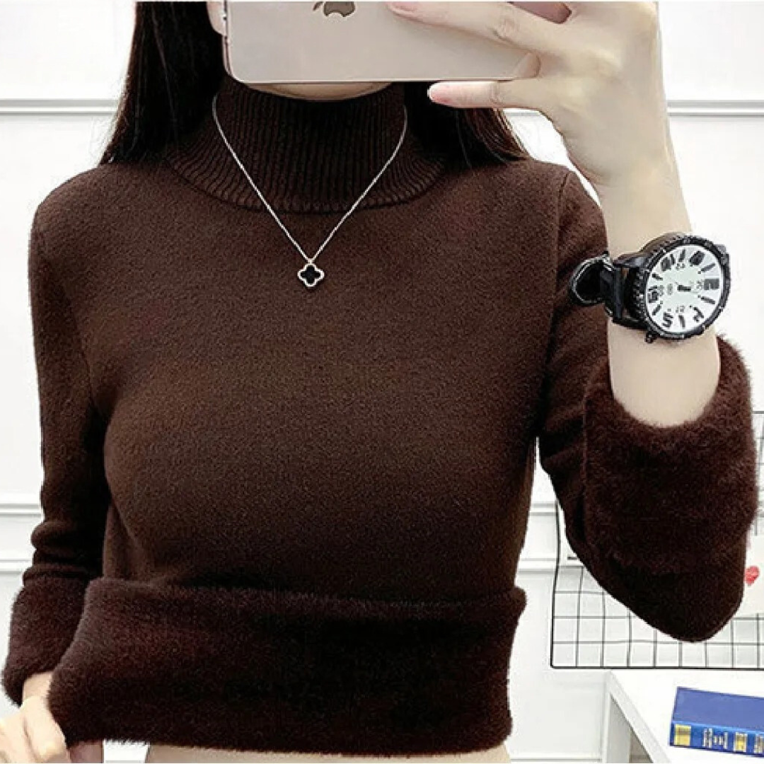 Damtröja med sköldpaddshals och sammetsfodrad tröja-Hemnix-Hemnix