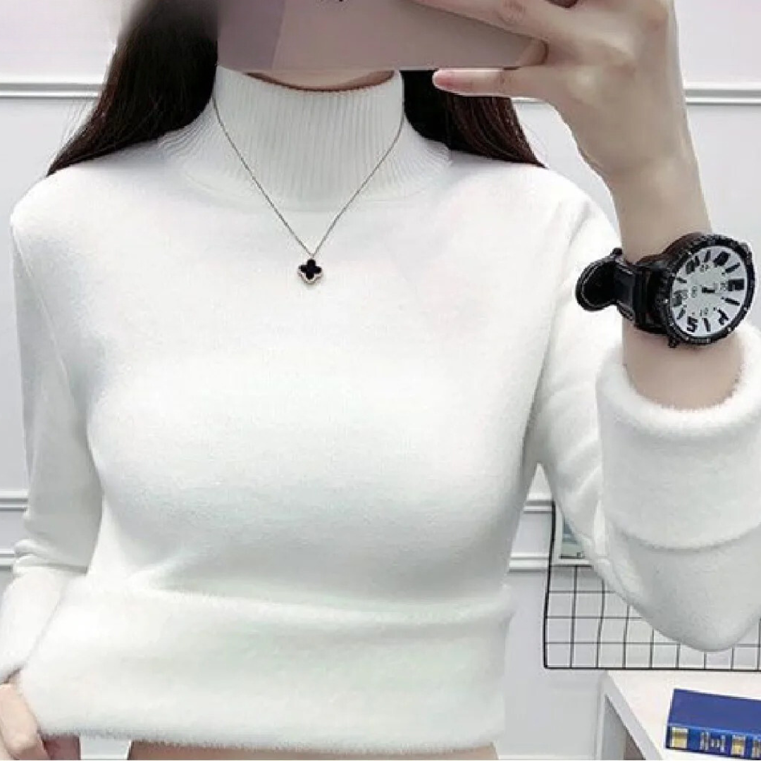 Damtröja med sköldpaddshals och sammetsfodrad tröja-Hemnix-Hemnix