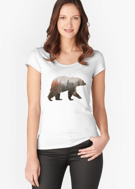 Kvinnor bomullsbjörn Tee-Clothes for women-Hemnix-Hemnix