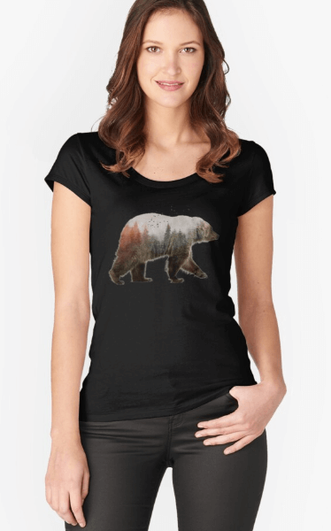 Kvinnor bomullsbjörn Tee-Clothes for women-Hemnix-Hemnix