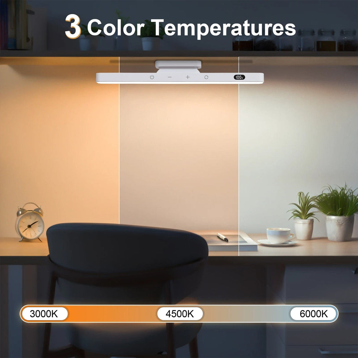 RoyaleGlow Bärbar LED Skrivbordslampa - Magnetisk, Fjärrstyrd Dimbart med 3 Färglägen Carvallo
