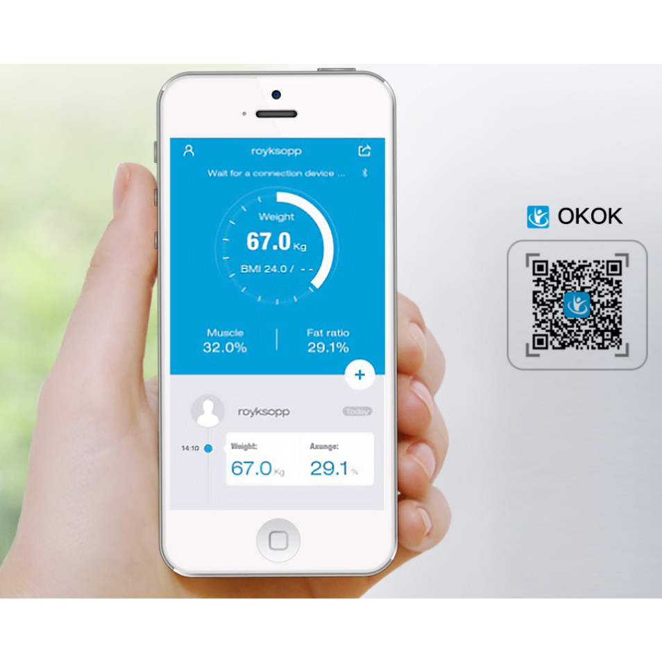 Smart Body Analysis Scale – Mät vikt, muskelmassa, kroppsfettprocent och mer Carvallo