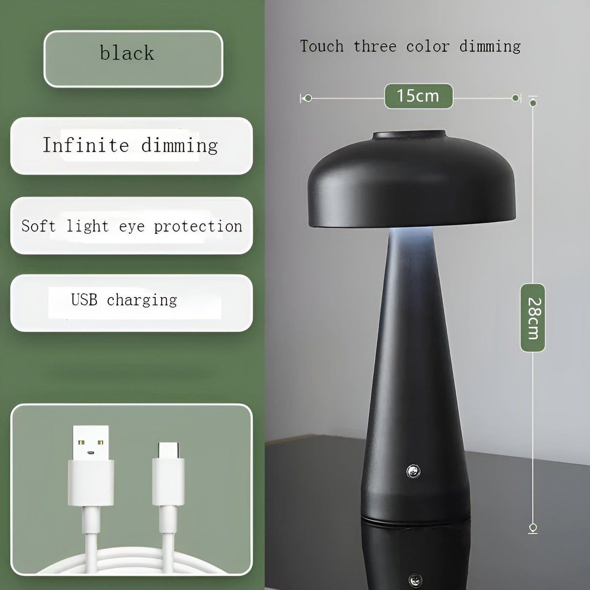 Trådlampa LED-bordslampa – Modern uppladdningsbar och trådlös | Enkel nordisk design Carvallo